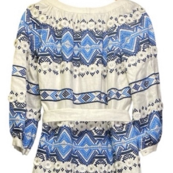 ALEXIS White & Blue Wylla Embroidered Linen Blend Maxi Dress - Picture 9 of 15